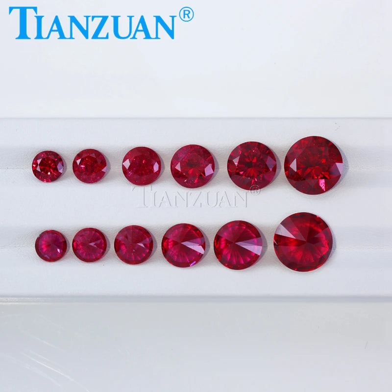 Lab Grown Ruby Round Shape  Red Stone Diamond Cut  with Inculsions Artificial Loose Ruby Stone with AGL Certificate