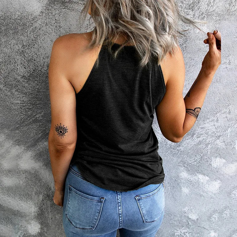2026 Women's Summer Clothing Top Halter-neck Vest Shirts Women Wear Solid Color Slim-fit Sleeveless Round Neck Blouse For Women