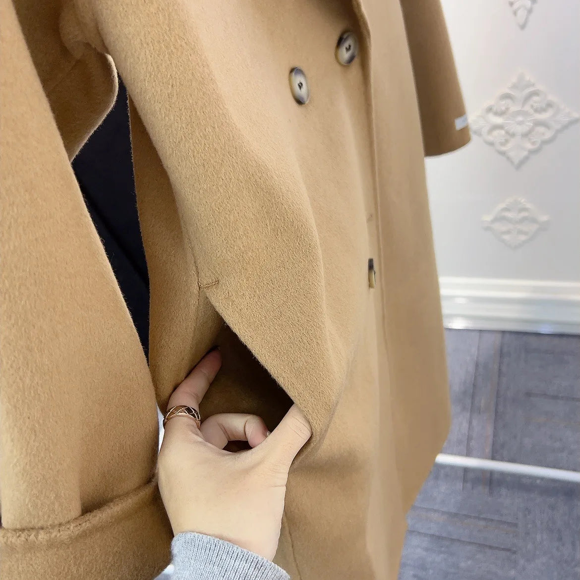 2025 Autumn Women Drouble Breasted Woolen Coat Fashion Loose Style Women Winter Clothes Long Coats Tops New