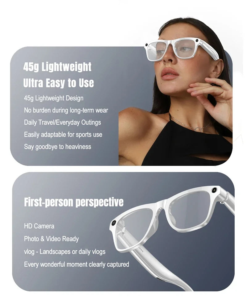 6K HD AI Camera Glasses 800MP Photochromic Multifunctional Smart Glasses Bluetooth Calling Photo Video ChatGPT Music Translation