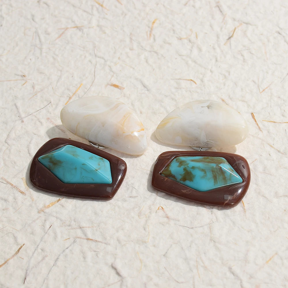 Vintage Summer Resin Drop Earrings For Women Acrylic Geometric Earrings Jewelry Gifts Accessories