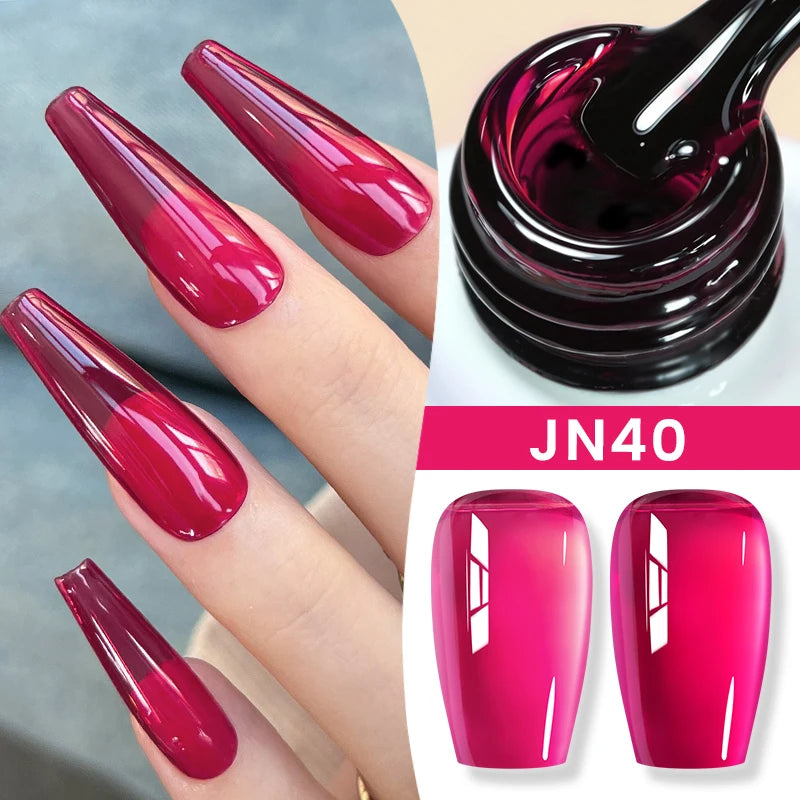 BORN PRETTY 10ml Blood Red Jelly Transparent Gel Nail Polish Wine Red Winter Color Semi Permanent Soak Off UV LED Varnish