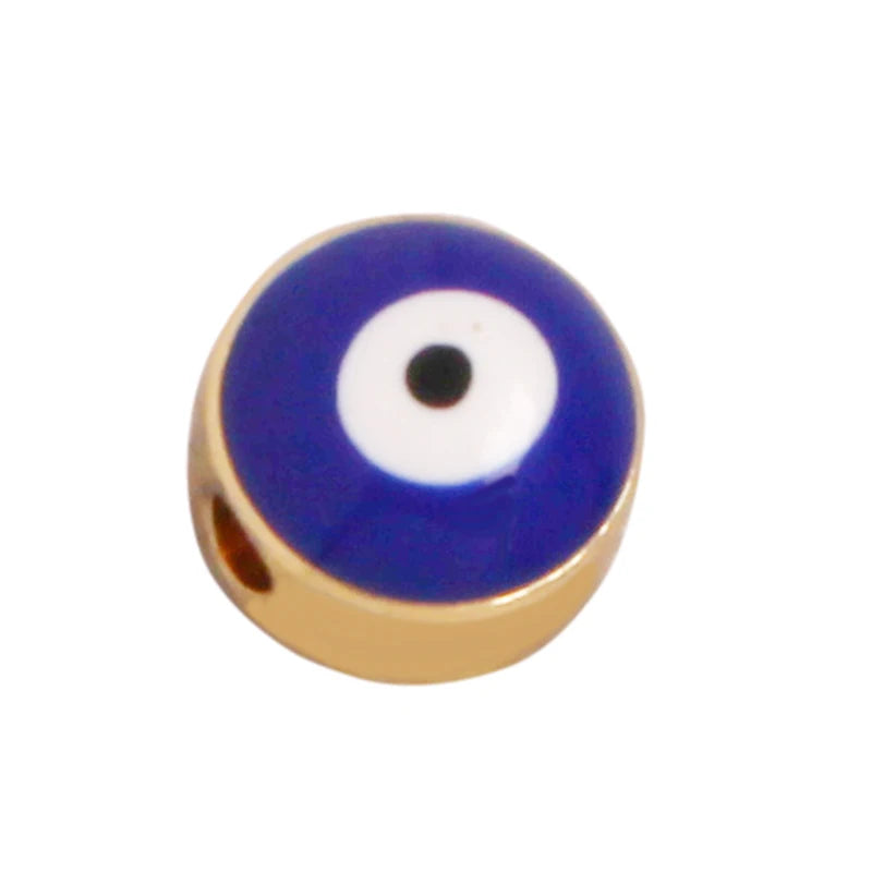 Colourful Enamel Evil EYe Dice Rainbow Watermelon Coconut Tree Bead,18K Gold Plated DIY Bracelet Necklace Accessories Supply K65