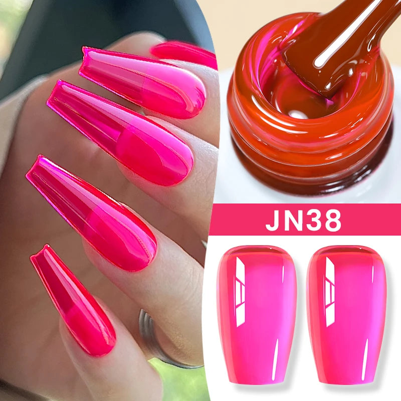 BORN PRETTY 10ml Blood Red Jelly Transparent Gel Nail Polish Wine Red Winter Color Semi Permanent Soak Off UV LED Varnish