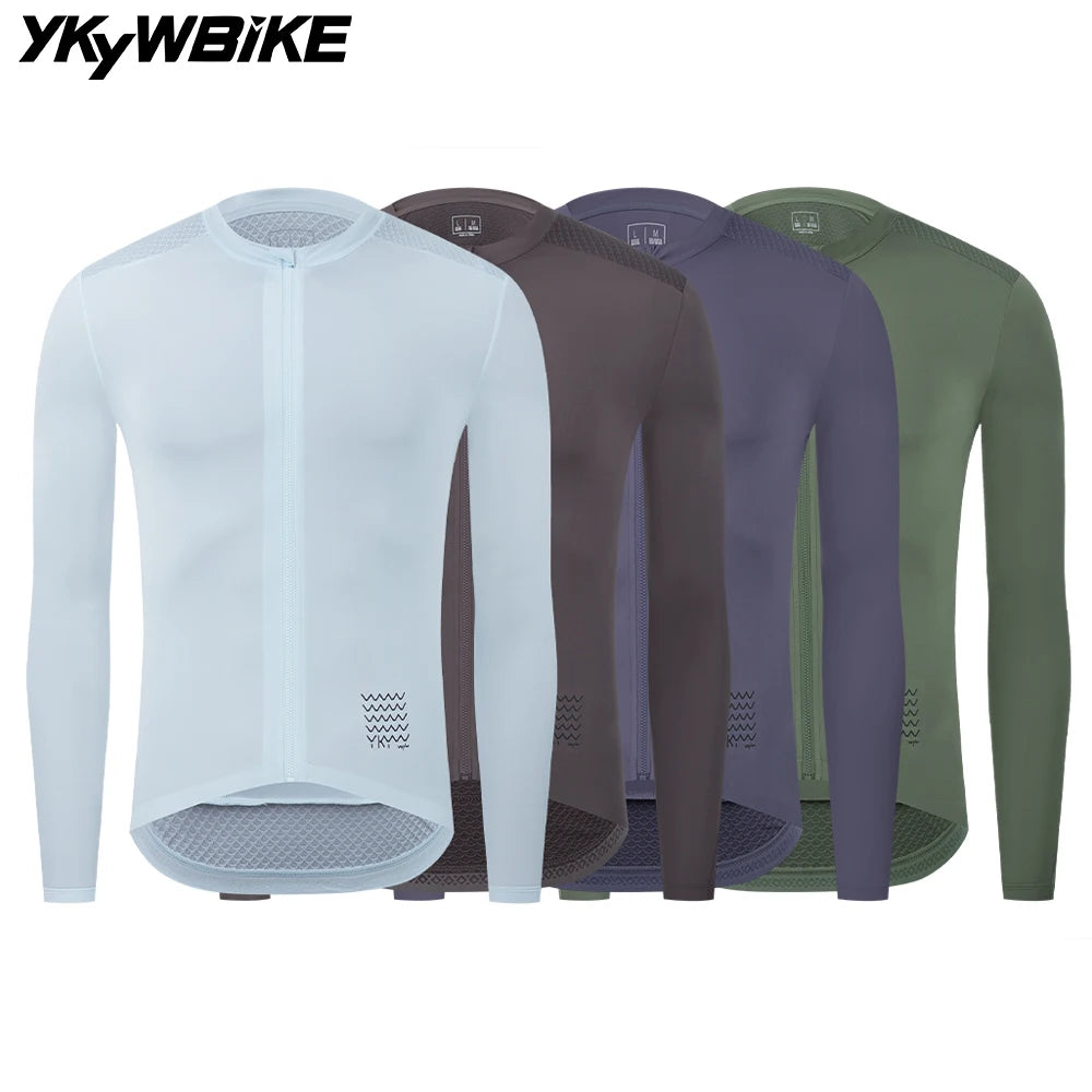 YKYWBIKE Men's Cycling Jersey Long Sleeve Bicycle Full Sleeve Jersey Breathable Road Bike Shirt Pro Team MTB Riding Clothes