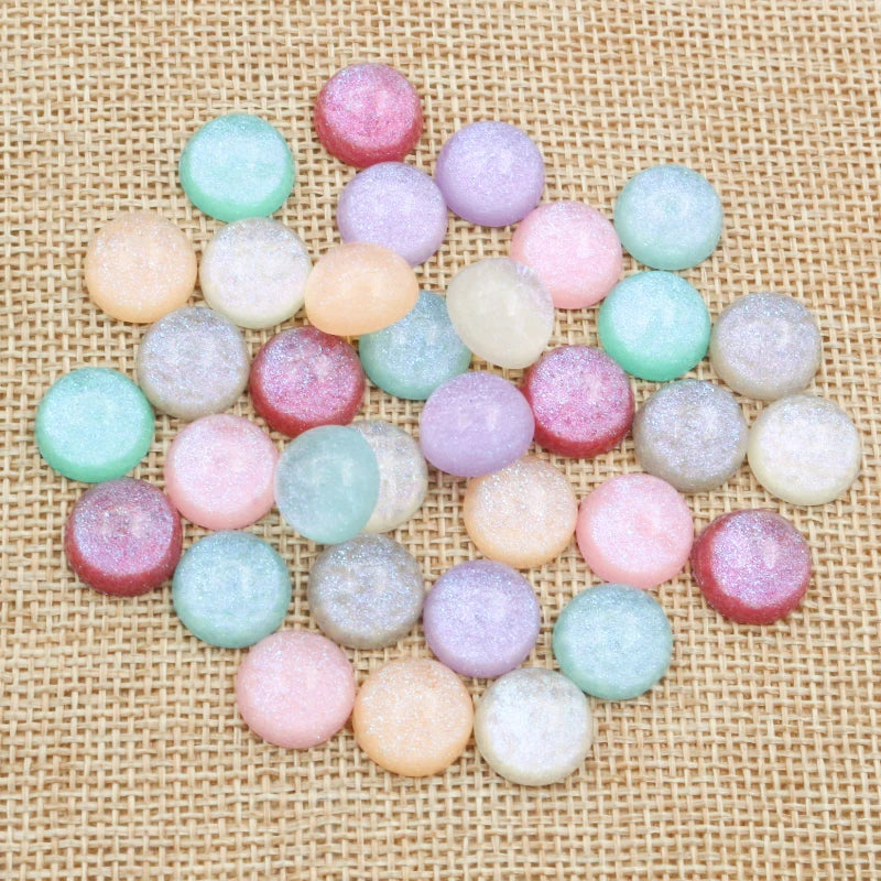 New Fashion 40pcs 12mm Mix Colors Stylish Color Half Ball Flat Back Resin Cabochons Cameo DIY Jewelry Making Accessories