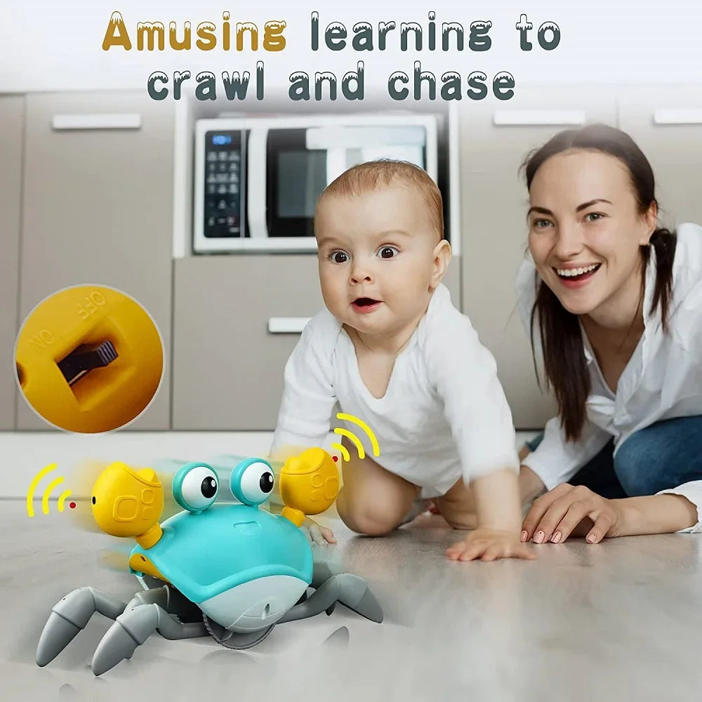 New Auto-sensing Escape Crab toy Children Crawling Avoiding Obstacles Electronic Pet With Music Baby Walking Toy Without battery