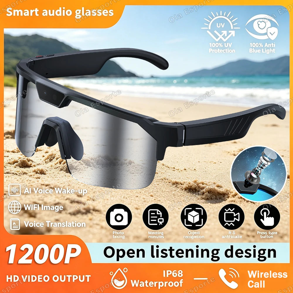 2026 New AI Smart Shooting & Recording Glasses with 800W Camera HD Anti-shake Bicycle Riding Shooting Artifact Windproof Goggles