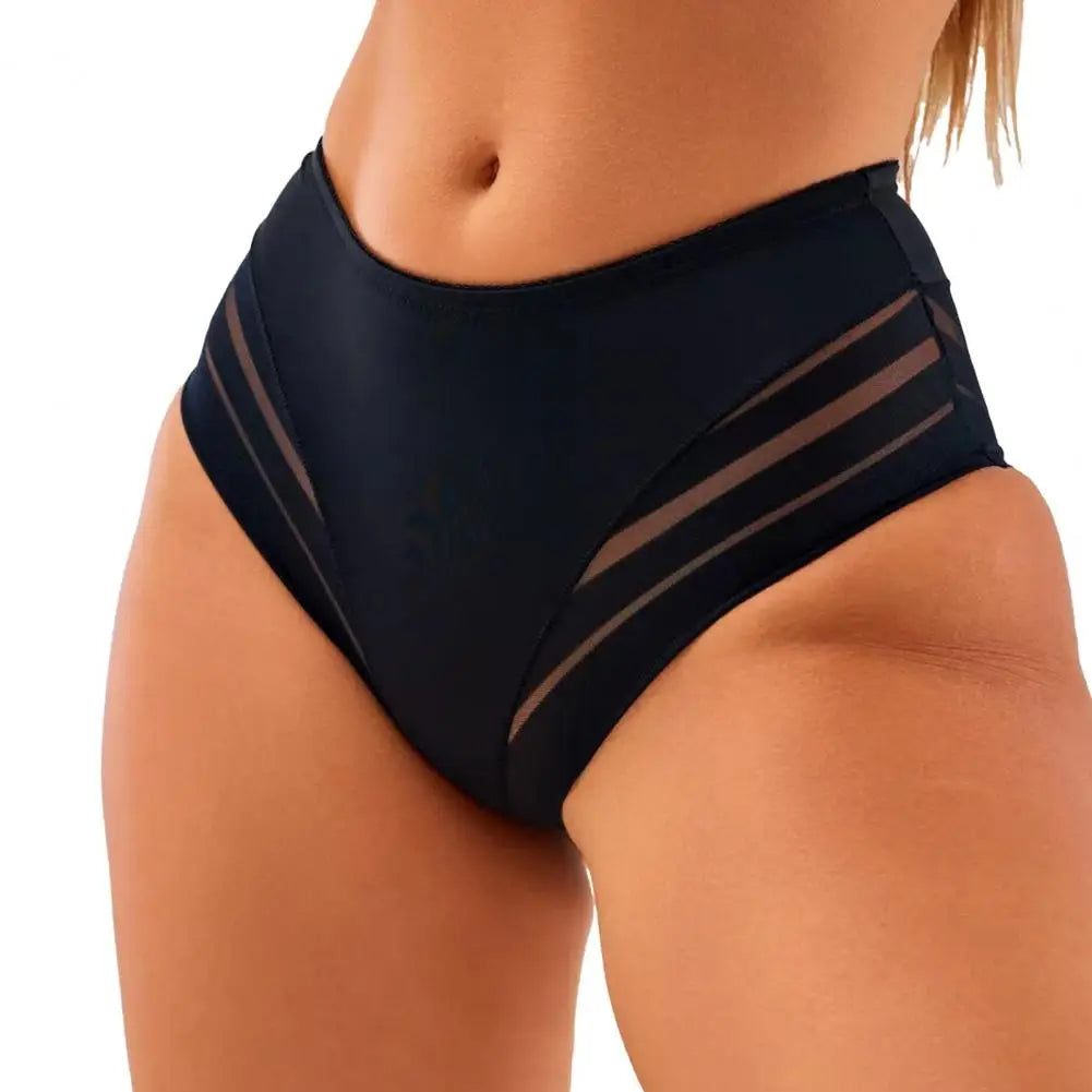 Women Underwear Mid-waisted Panties Women’s Middle Waist Underwear Breathable Sheer Panties Stretch Tummy Control Full