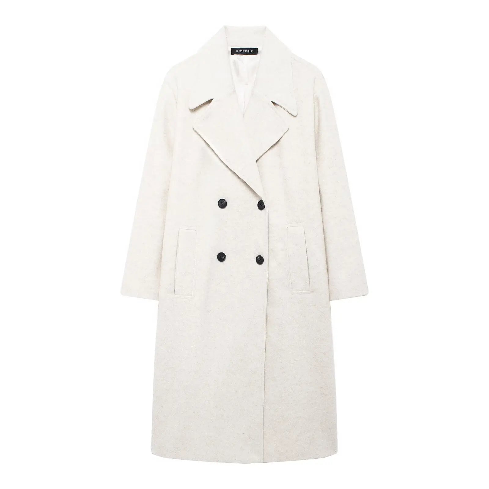 Retro Soft Material Loose Coat with Tweed Pattern Double Breasted Suit Collar Autumn Fashionable All-Match Women's Windbreaker