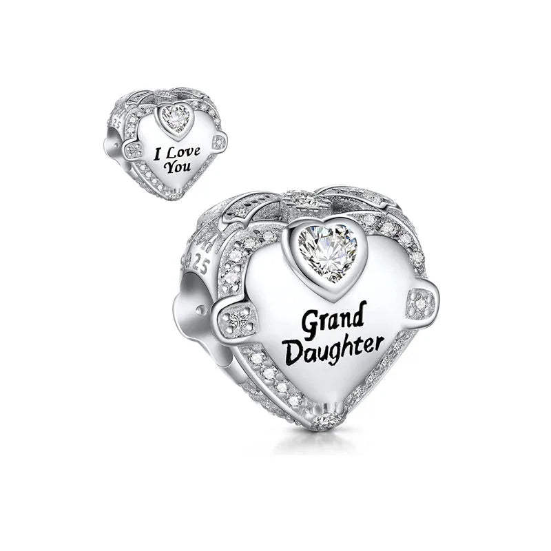 Hot Selling 925 Silver Sibling Daughter Heart-Shaped Charm Bead Suitable For Original European Bracelet DIY Women's Jewelry Gift