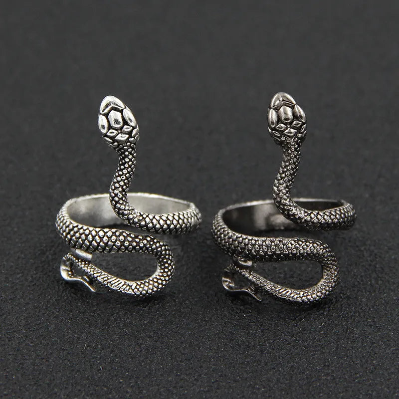 Fashion Retro Exaggerated Spirit Snake Ring Punk Adjustable Opening Snake-shaped Student Index Finger Ring Trend Jewelry