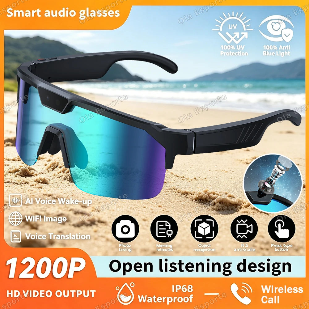 2026 New AI Smart Shooting & Recording Glasses with 800W Camera HD Anti-shake Bicycle Riding Shooting Artifact Windproof Goggles