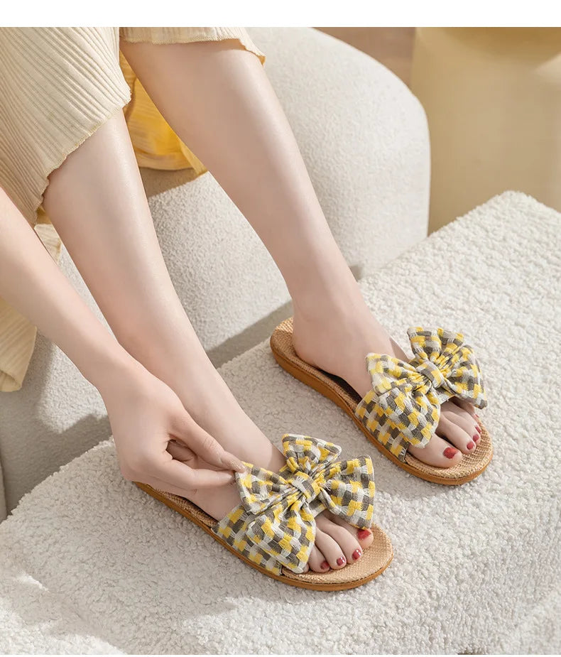 New linen fabric slippers for women perfect for summer suitable for home  indoor use soft sole non-slip. slippers