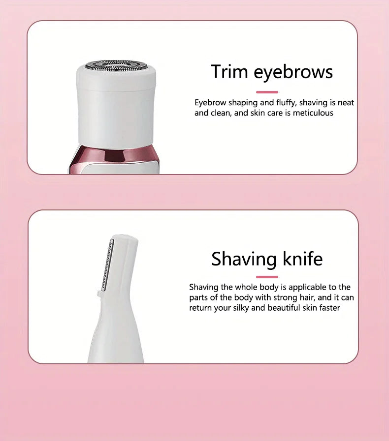 4 in 1 Electric Razor for Women Shaver Lady Shaver Body Hair Trimmer for Armpit Bikini Arm Leg Face Mustache Portable Painless