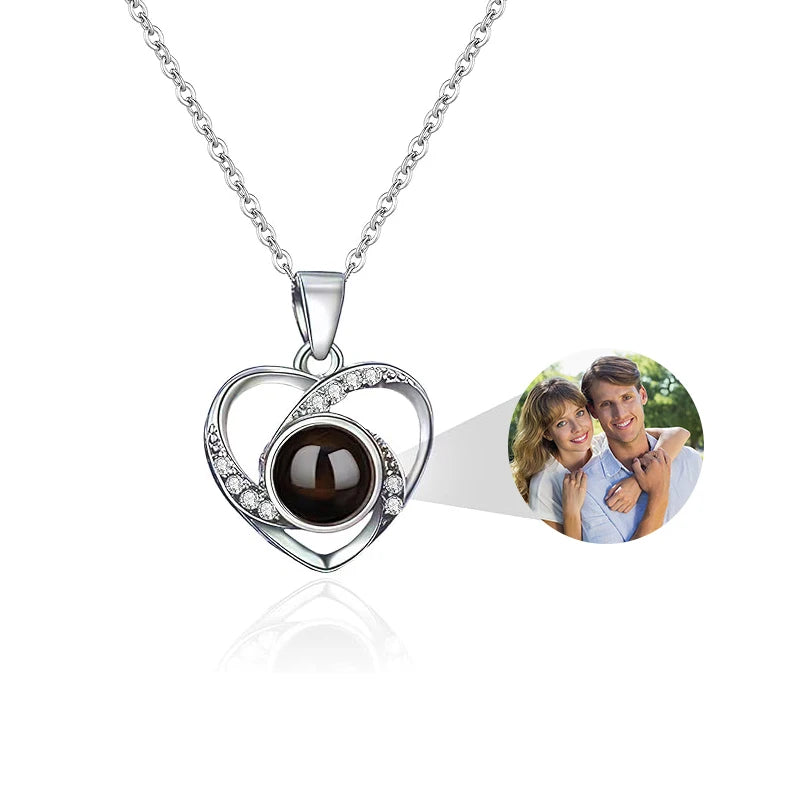 Personalized Picture Projection Necklace Custom Photo Pendant Necklace Love Memorial Gifts Birthday Gifts for Mom Wife Valentine