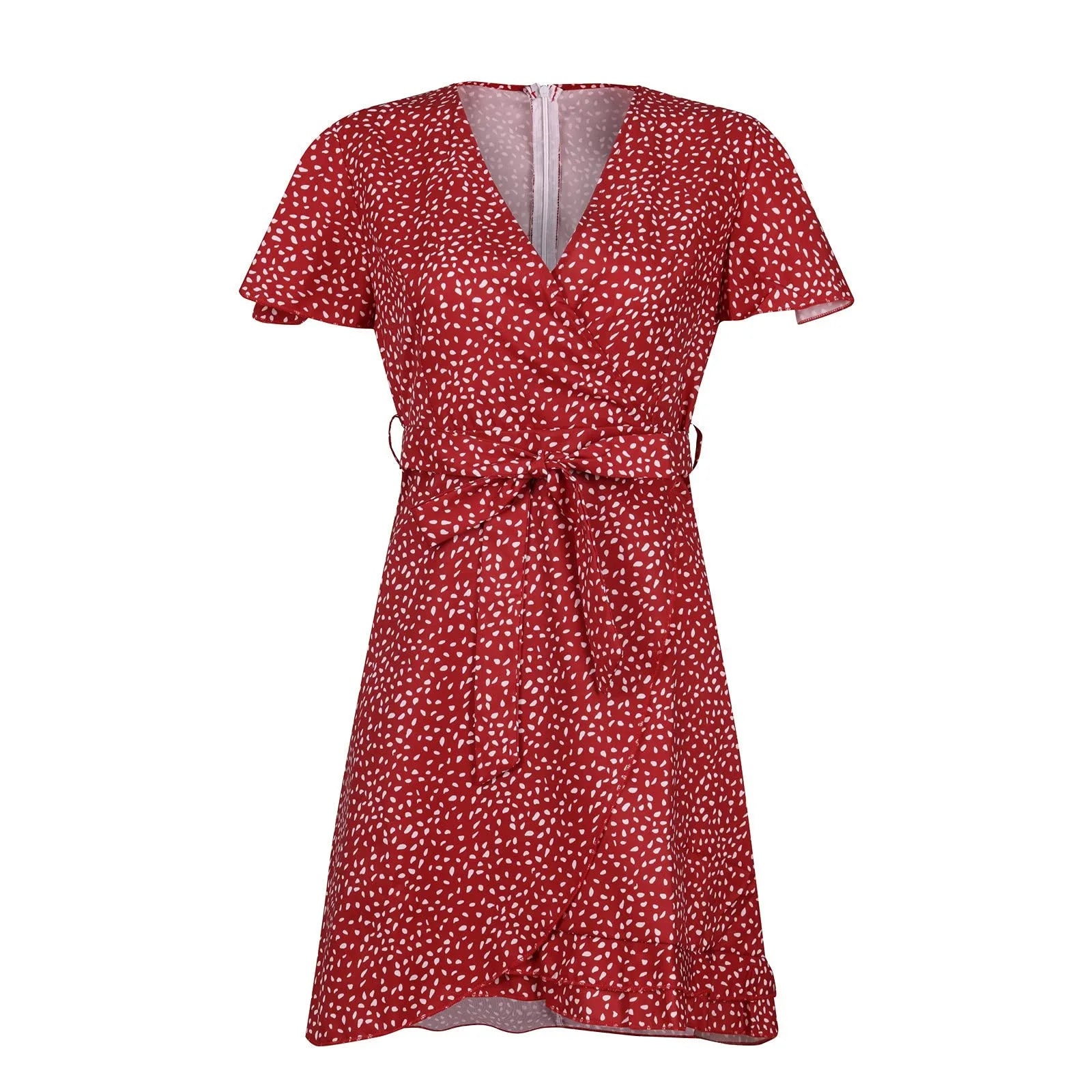 Top Selling  Dresses For Women 2024 Plus Size V Neck Ruffled Waistband Wrapped With Printed Casual Dress Vestidos Para Mujer