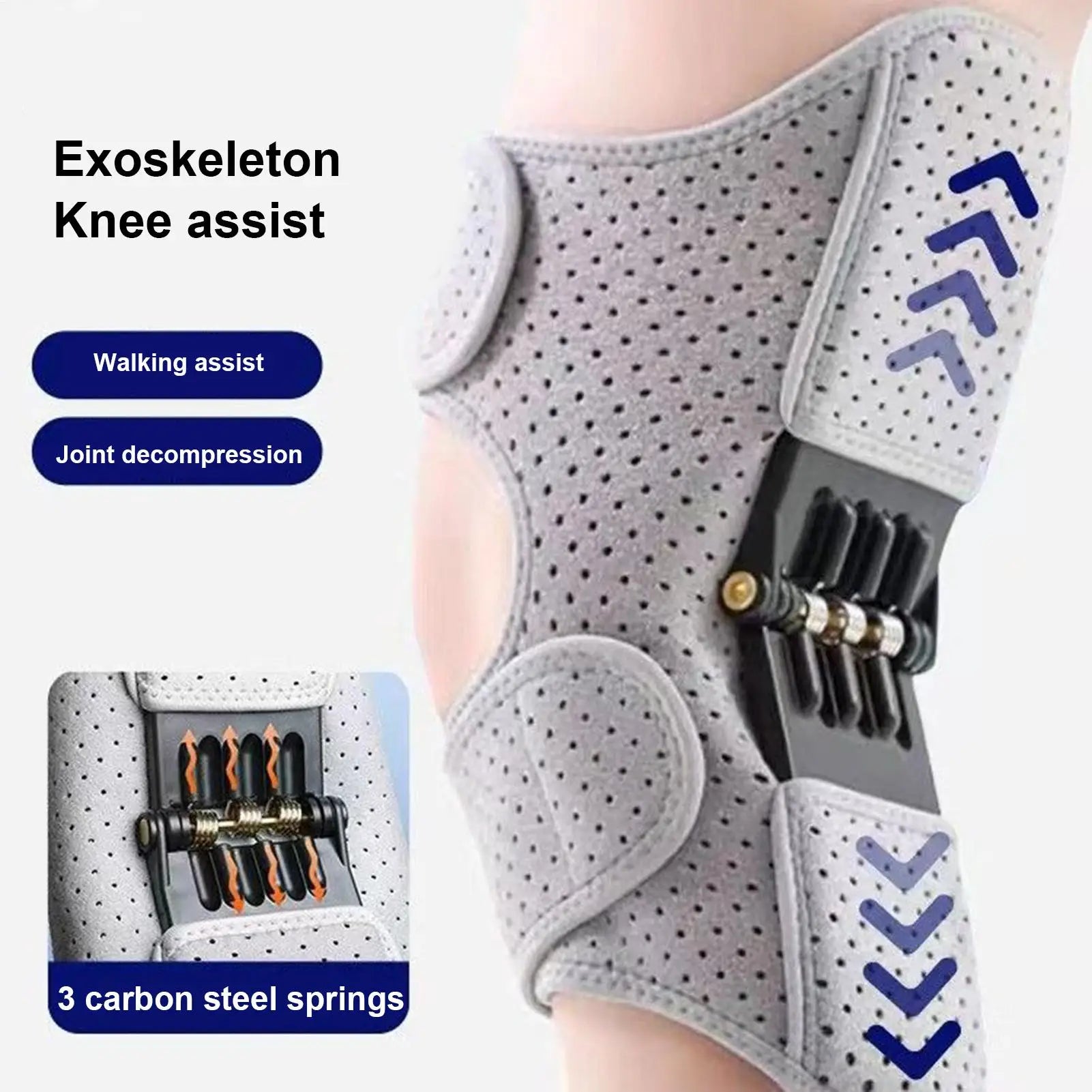 Knee Assistive Device Knee Powerful Brace Joint Support Booster Adjustable Patella Pad Wrap Breathable For Walking Sports Legs