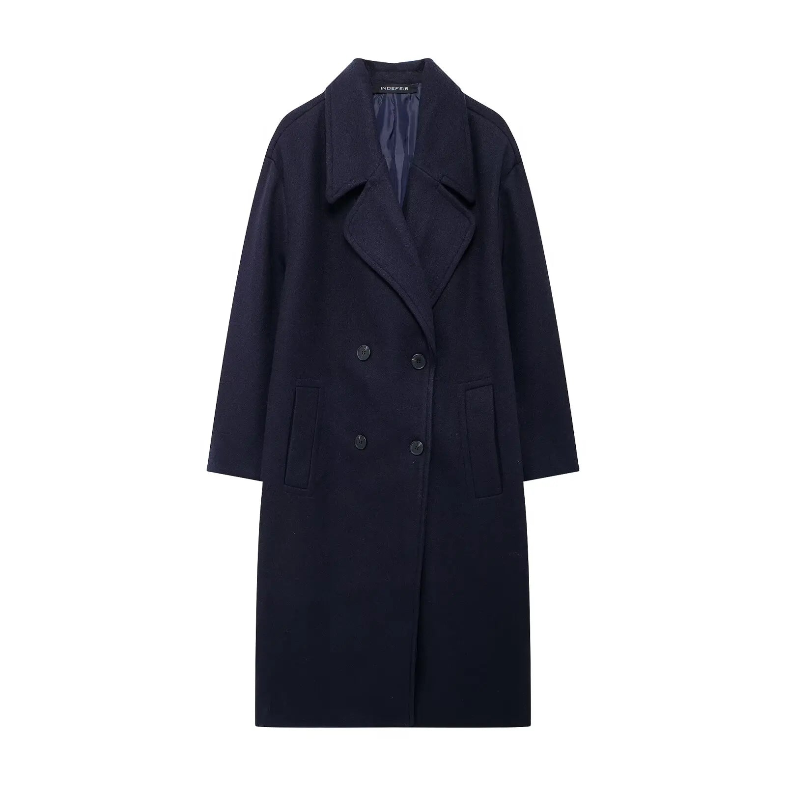 Retro Soft Material Loose Coat with Tweed Pattern Double Breasted Suit Collar Autumn Fashionable All-Match Women's Windbreaker
