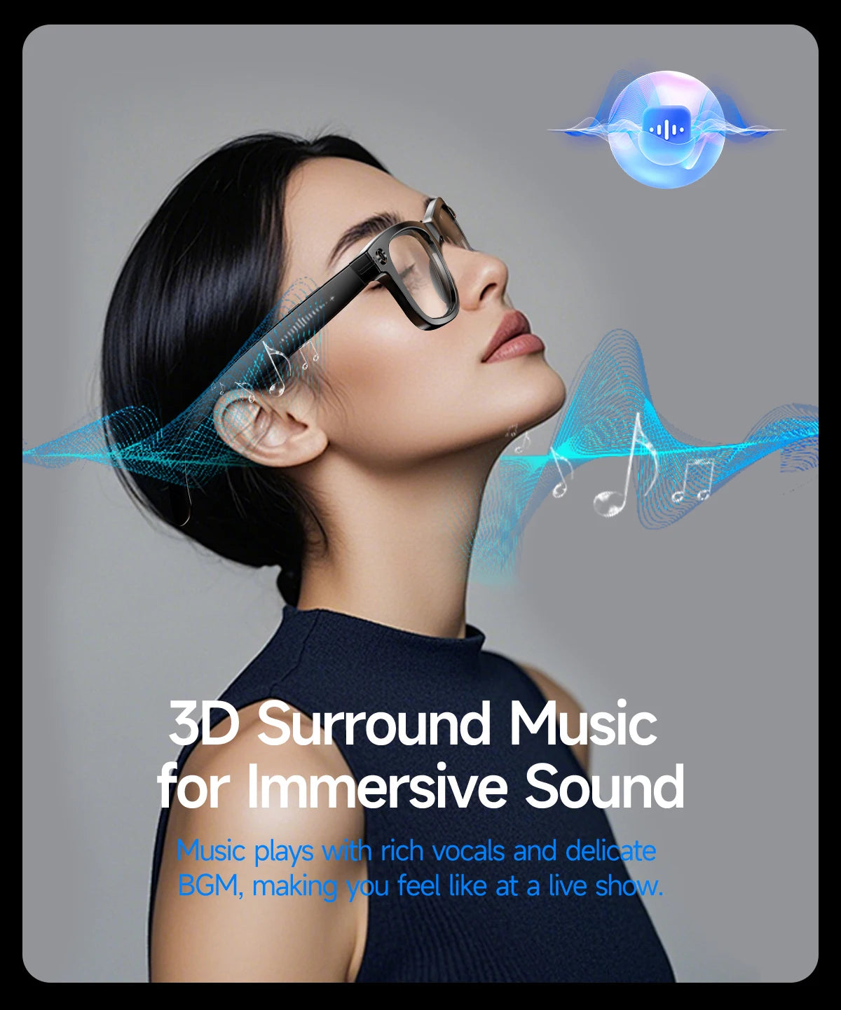 AI Smart Glasses with Camera 4K HD Video and PhotoCapture Real-TimeTranslation Voice Recording Open-Ear Audio Object Recognition