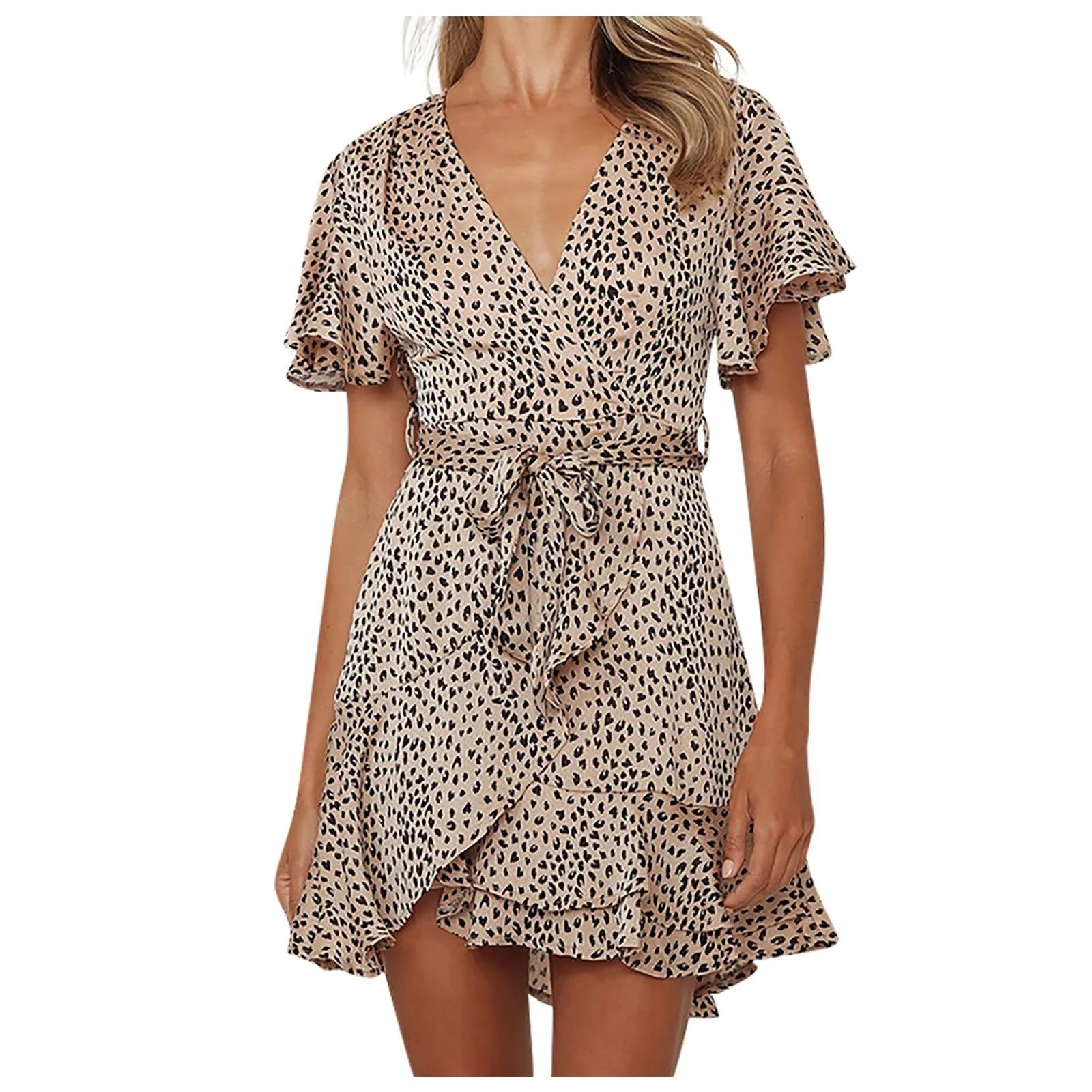 Top Selling  Dresses For Women 2024 Plus Size V Neck Ruffled Waistband Wrapped With Printed Casual Dress Vestidos Para Mujer
