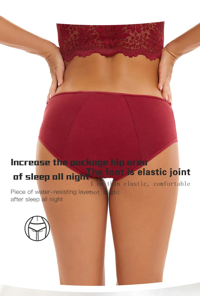 4pcs Women physiological Underwear Lady Large Size Mid Waist Panties Girl Brief Breathable Panty Plus Size Female Period Panties