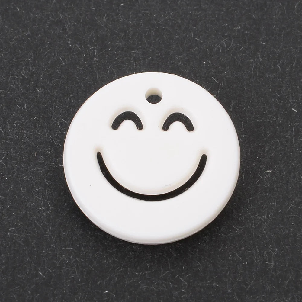 20pcs Acrylic Colorful Smile Pendants Accessories Charms Beads for Jewelry Making DIY Earrings Bracelets Necklaces Finding 20mm