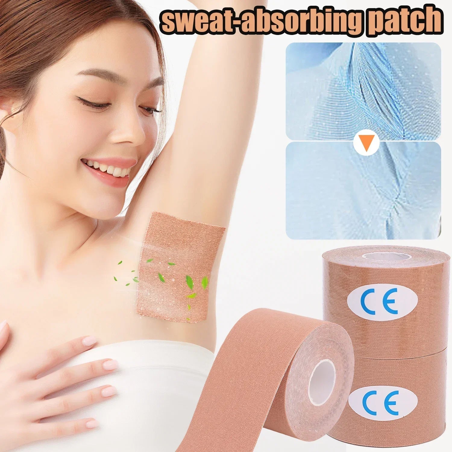10m Invisible Underarm Sweat Roll Soft Self-adhesive Foot Sweat Absorbing Stickers for Men Women Disposable Anti Armpits Patch