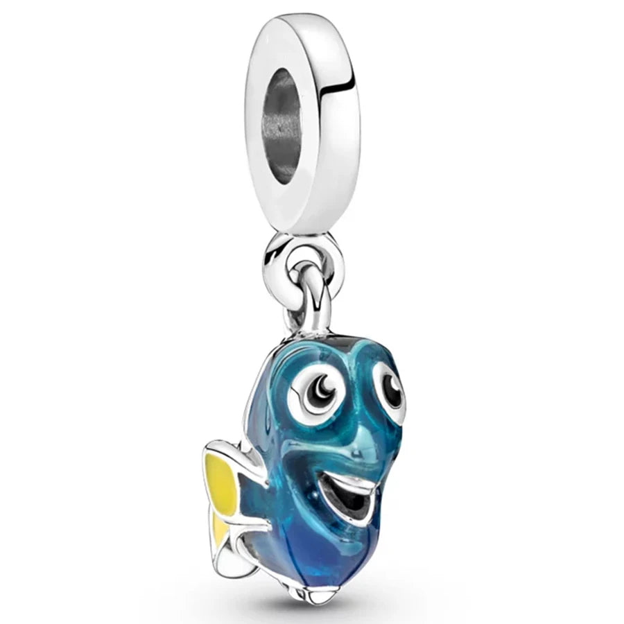 Dinglly 2pcs/lot Cartoon Animal Beads Pacifier Squid & Robot Charm Fit DIY Bike Airplane Beaded Bracelet Handmade Accessory Gift