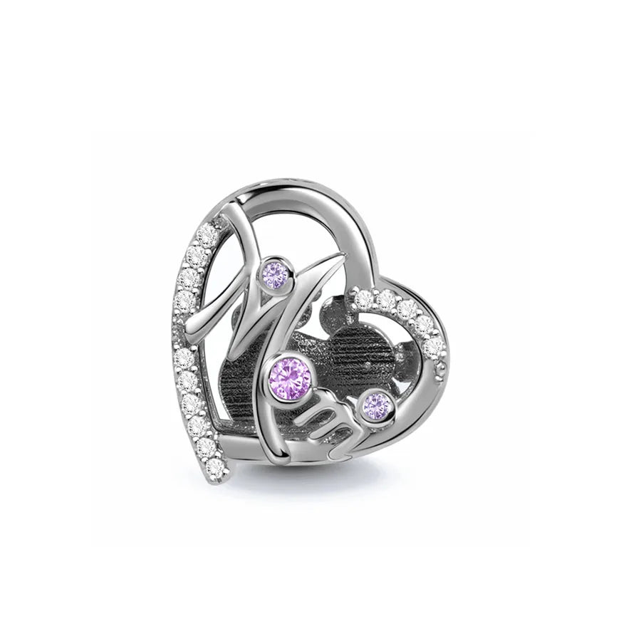 Hot Selling 925 Silver Sibling Daughter Heart-Shaped Charm Bead Suitable For Original European Bracelet DIY Women's Jewelry Gift
