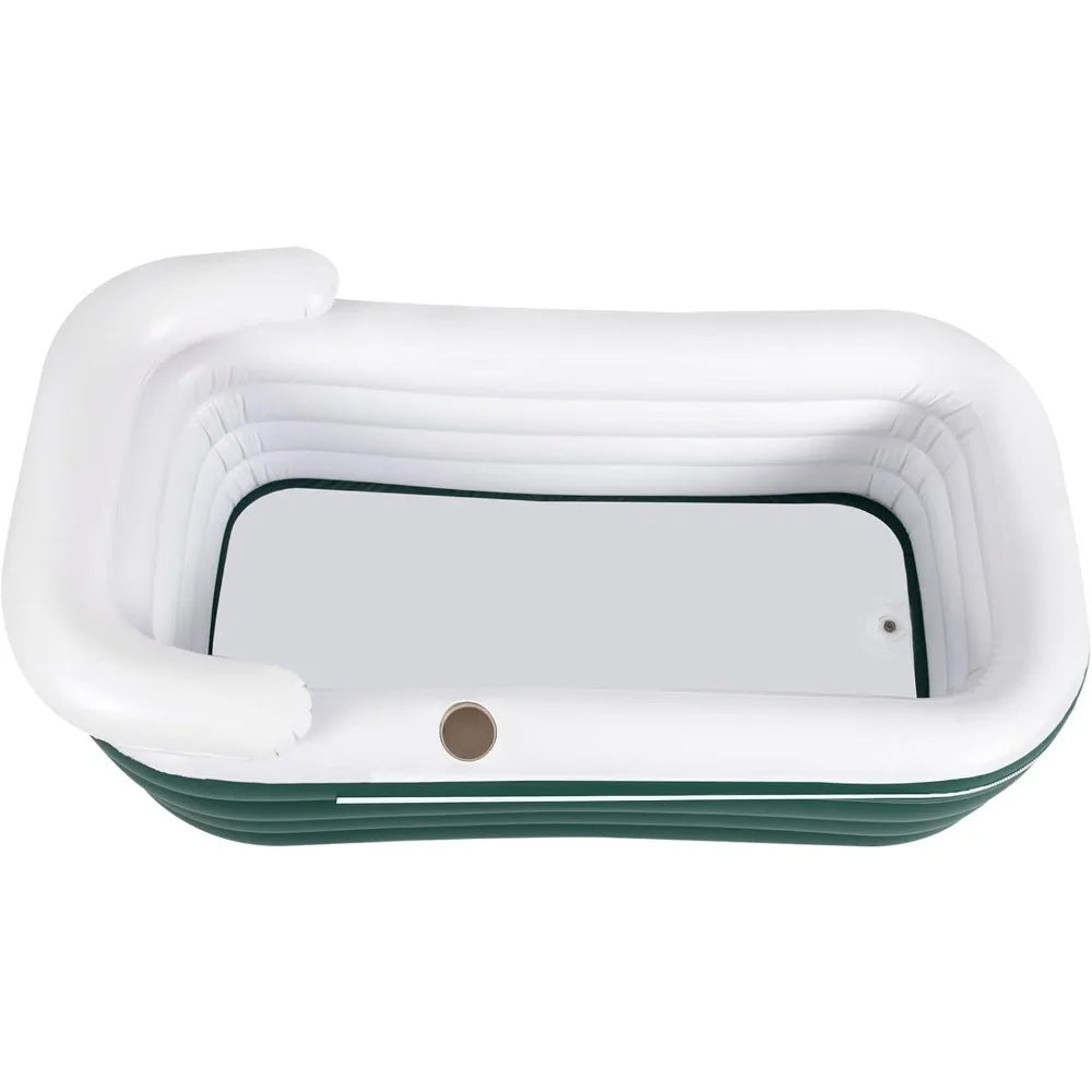 Foldable Inflatable Bathtub with Electric Air Pump Portable Ice and Hot Bath Tub Freestanding Unisex SPA Bathtub (Green)
