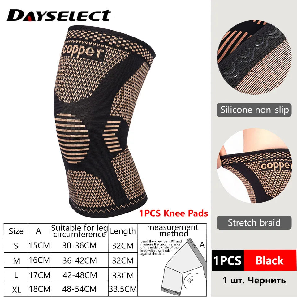 1Pcs Band Copper Nylon Knee Brace for Arthritis Pain and Support Knee Sleeve Compression for Sports Workout Arthritis Relief