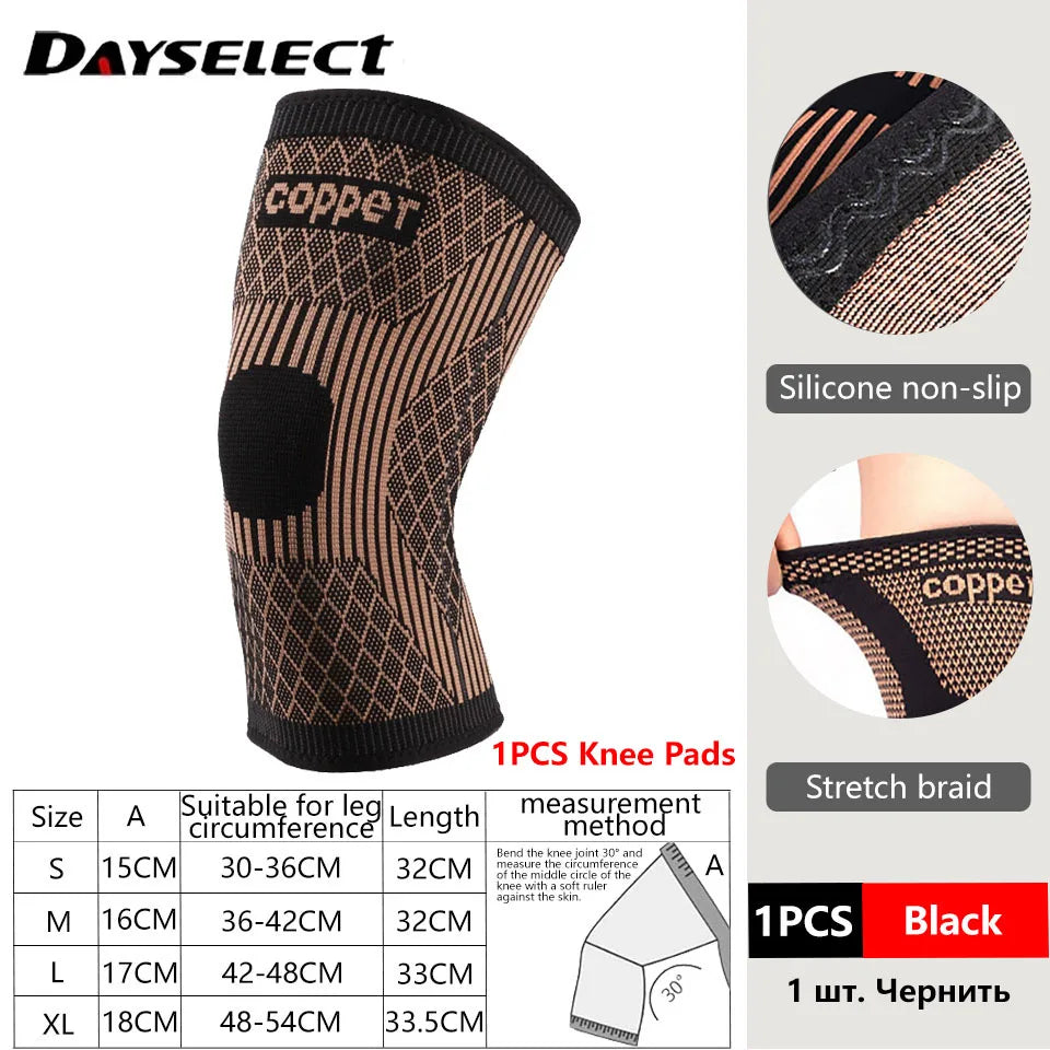 1Pcs Band Copper Nylon Knee Brace for Arthritis Pain and Support Knee Sleeve Compression for Sports Workout Arthritis Relief