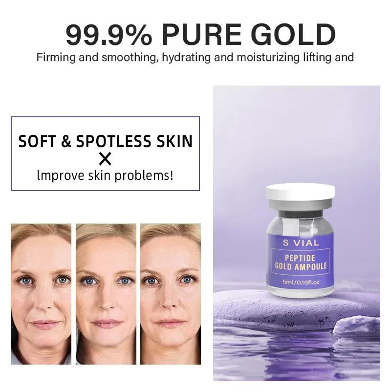 Salmon DNA Gold Peptide Ampoule Serum Kit - 10 Vials x 5ml - Brightening Whitening Moisturizing Face Skin Care Booster