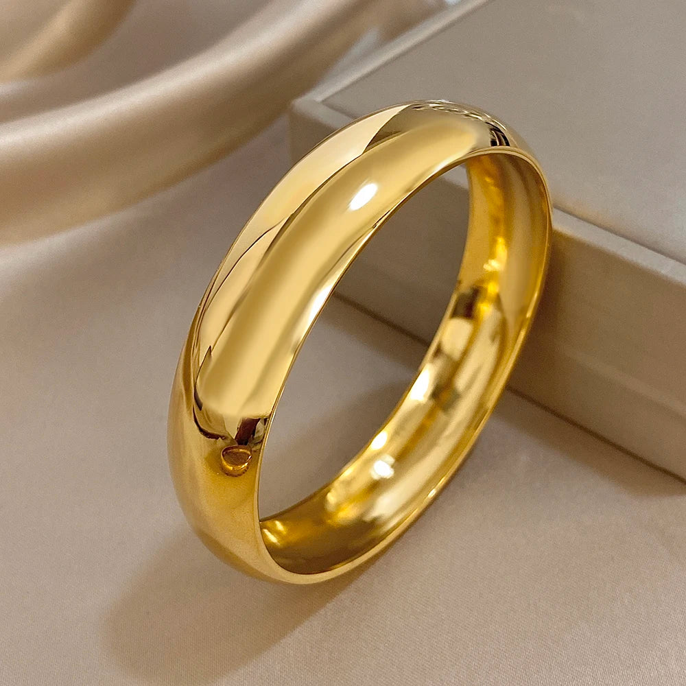 Glossy Gold Bangle Stainless Steel Jewelry
