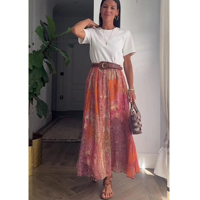 New Women's Skirts Summer 2026 New Fashion Print Unique Party Elegant Women's High Waist Skirts Summer Travel Chic Youth Skirts