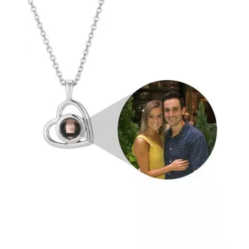 Valentine's Day Gift Photo Custom Projection Necklace Lock Shaped Projection Necklace Lover Family Wife Husband Memory Gift