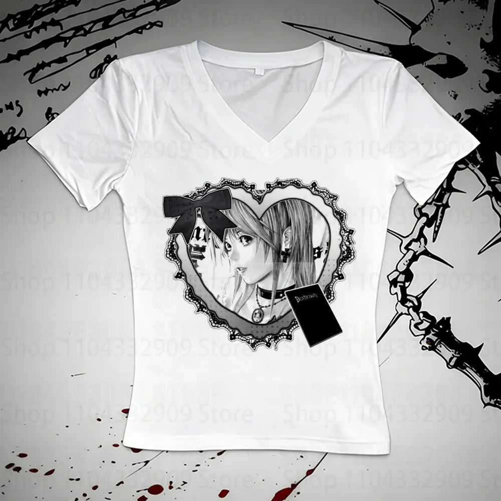 Woman T-shirts Women's Clothing 2026 Trend Baby Tees Y2k Tops 90s Clothes Vintage Trashy Y2k 2000s Goth Kpop Crop Top Women Emo