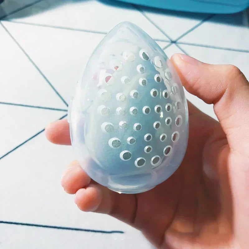 Makeup Sponge Storage Case Makeup Sponge Puff Holder Stand Empty Cosmetic Egg Shaped Rack Transparent Puffs Drying Box New 2022