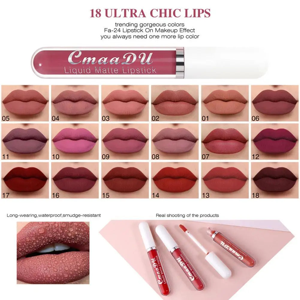 18-Color Waterproof Matte Liquid Lipstick