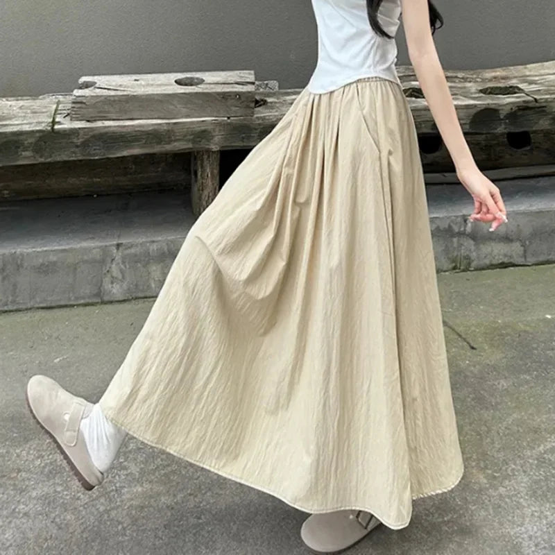 2026 Summer Women Fashion Colorful Long Skirts Girls Versatile Comfortable Elastic Dress Female Concise Leisure Vacation Skirts