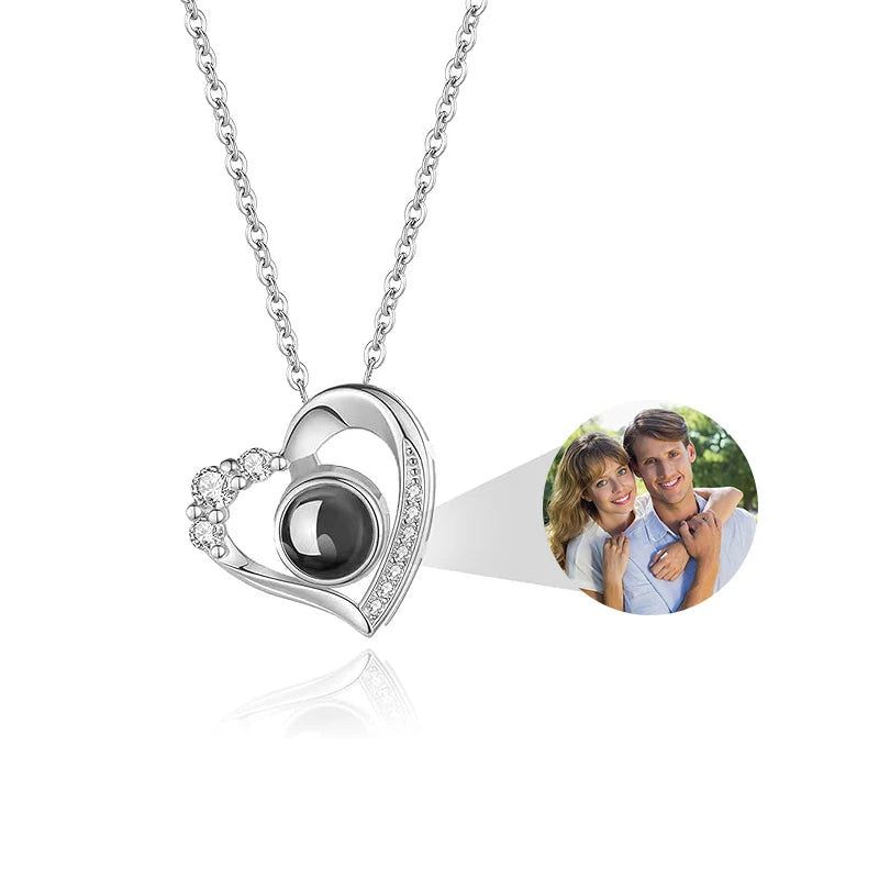Personalized Picture Projection Necklace Custom Photo Pendant Necklace Love Memorial Gifts Birthday Gifts for Mom Wife Valentine