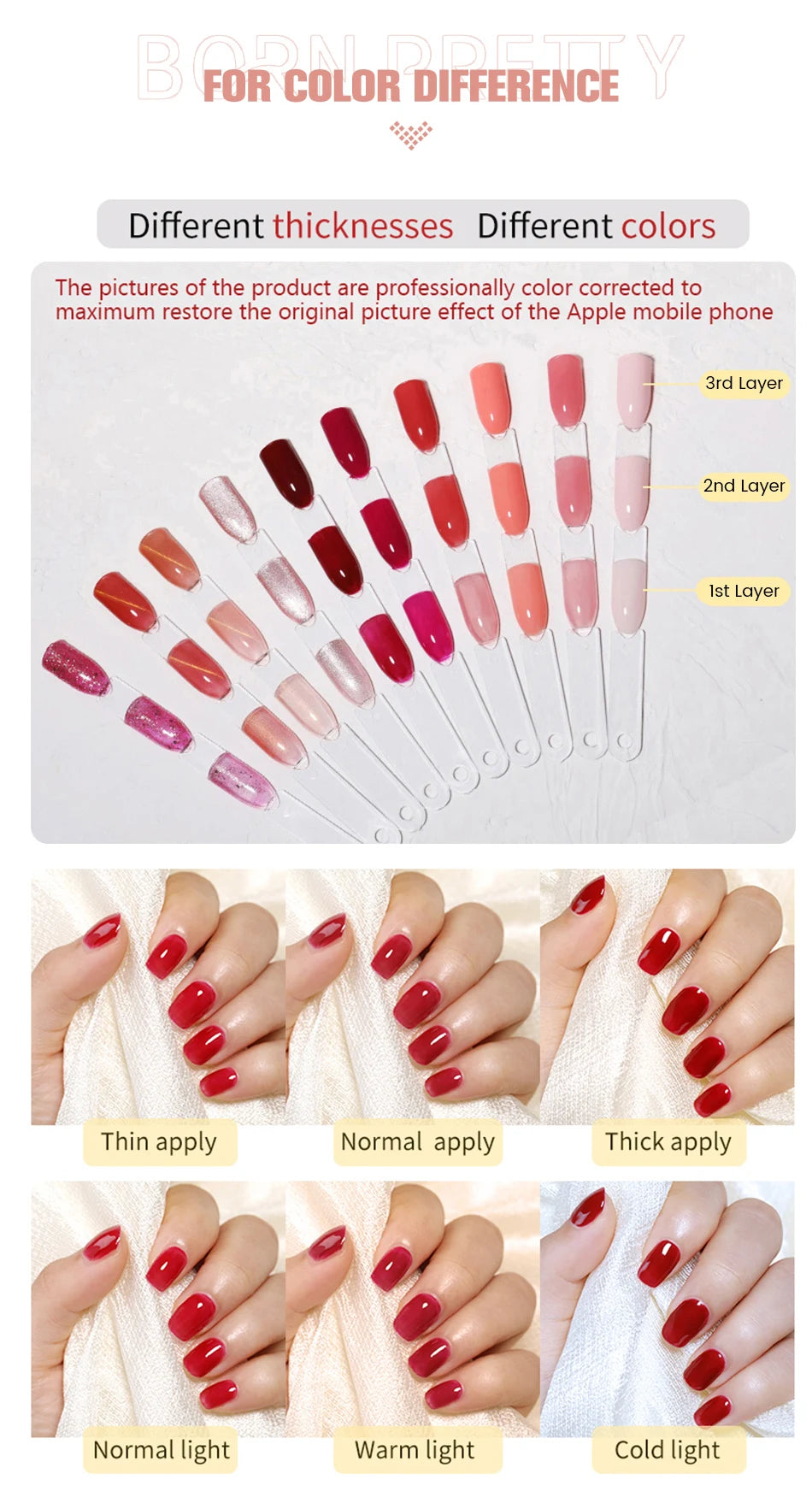 BORN PRETTY 10ml Blood Red Jelly Transparent Gel Nail Polish Wine Red Winter Color Semi Permanent Soak Off UV LED Varnish