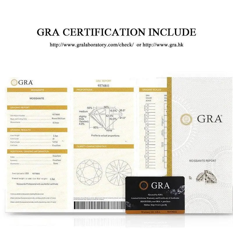 GRA 100% Real 1CT 6.5MM Lab Moissanite Diamond Ring finger Ring For Women 925 Sterling Silver Wedding Luxury fine Jewelry