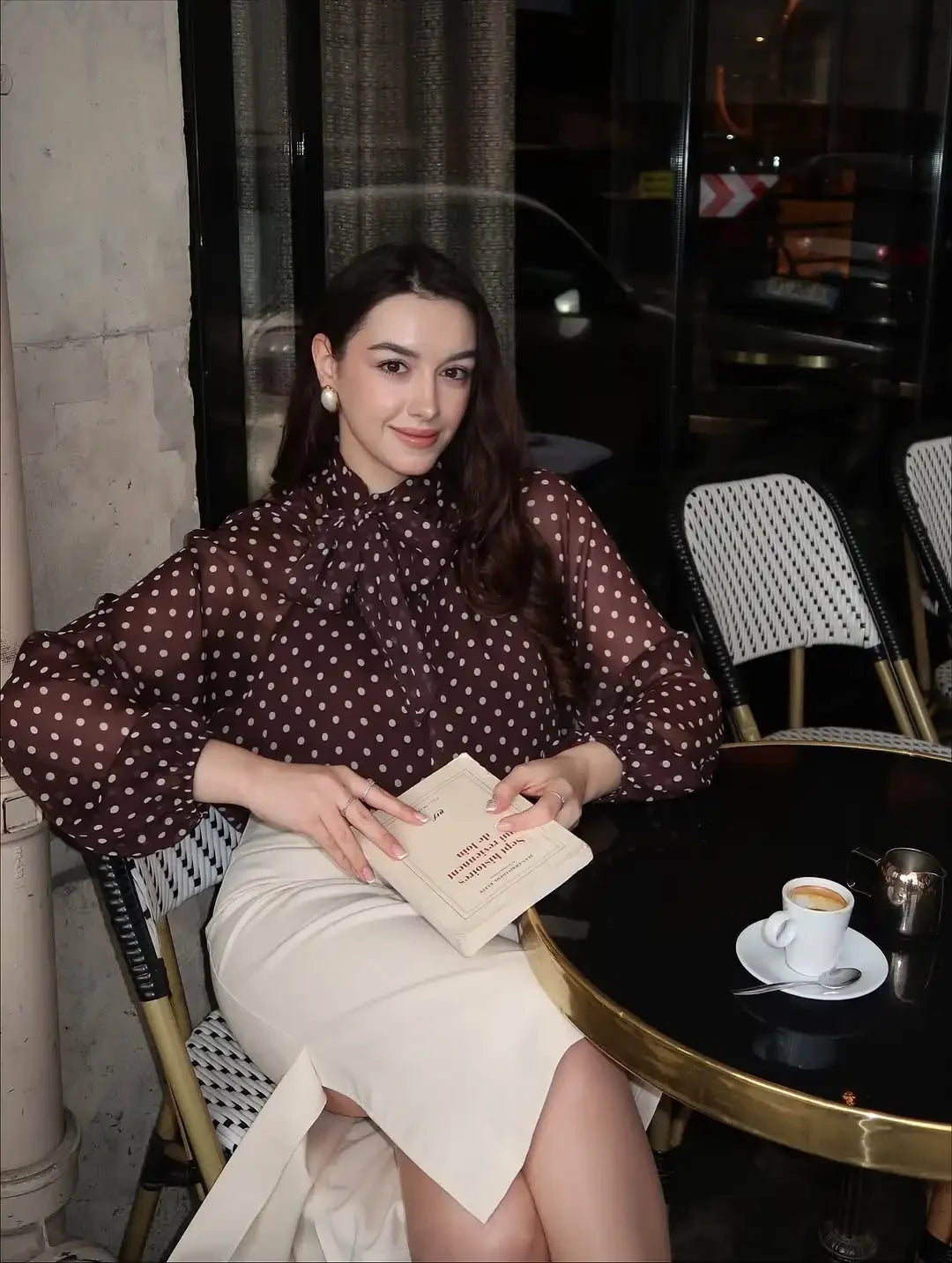 Polka Dot Lace Up Bow Shirt Women Casual Long Lantern Retro Sleeve Pleated Loose Blouse Lady 2026 Spring Commute Office Outwears