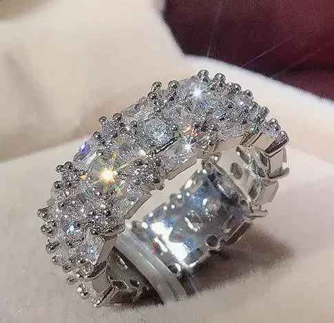 Elegant Female  925 Sterling Silver Big Water Drop Zircon Stone Ring Finger Rings for Women Promise Love Valentine's Day Gifts