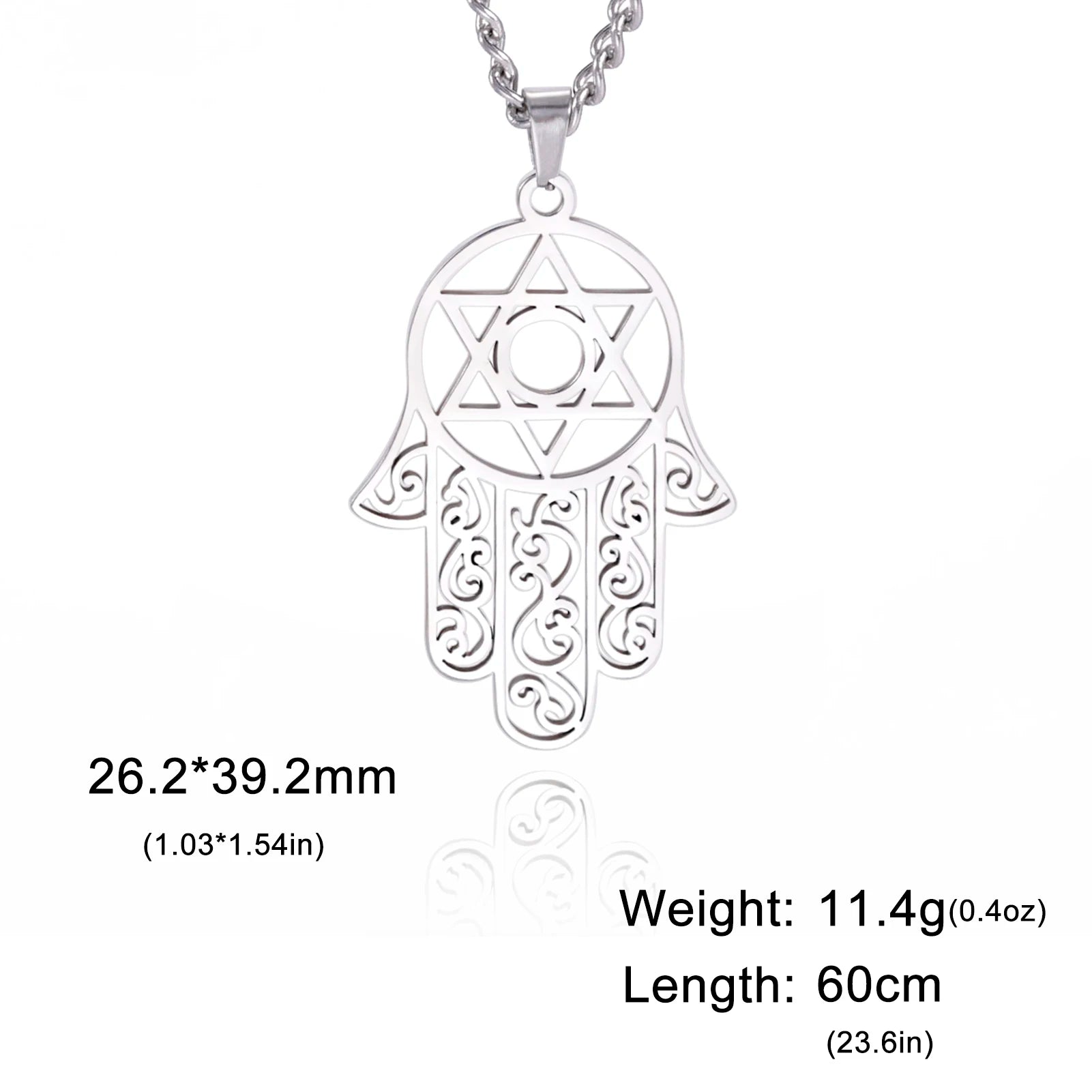 VASSAGO Hexagram Hamsa Hand Pendants Necklace for Men Magen David Necklace Hamsa Hand of Fatima Necklace Islam Arab Jewish Jewel