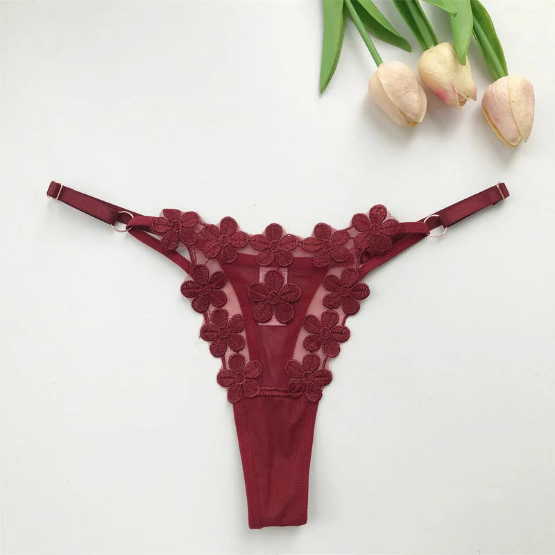 Customized Crystal Letter Sexy Embroidered Women's Low Waist Underwear BikiniG-Strings Adjustable Waist Underwear Hot Wife Gift