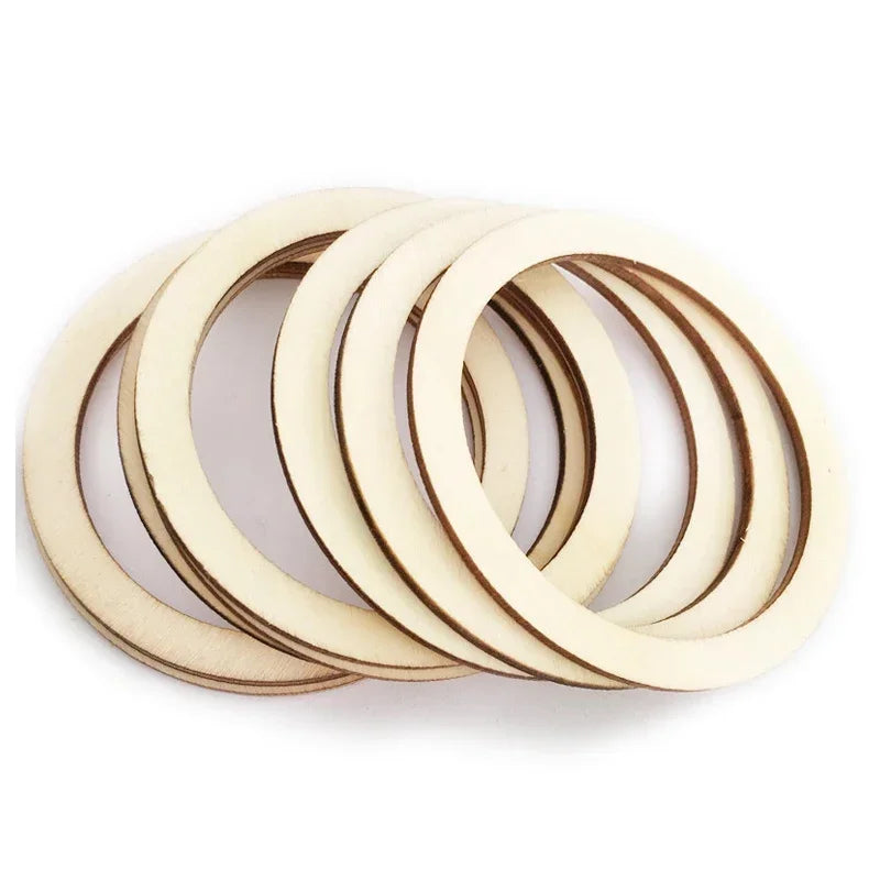 4-15cm Unfinished Wood Pieces Rings Shape Circle Ornaments Wood Rings Blank Wooden Slices for Painting Christmas Tree Home Decor