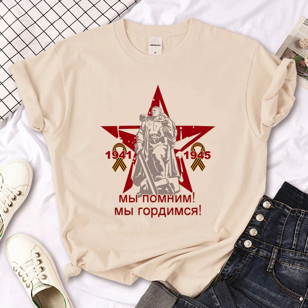 Army Russia Tee women comic manga graphic t shirt girl streetwear clothes